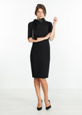 Black Tie-Neck Short-Sleeve Dress - sample outfit photograph