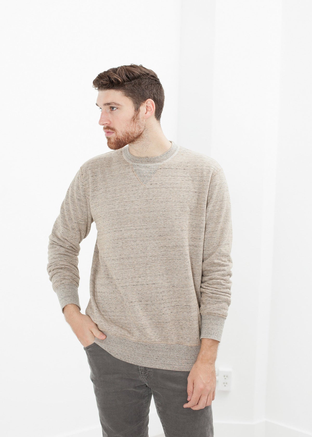 Oatmeal Textured Crew-Neck Sweater - sample outfit photograph