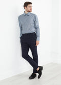 Navy Check Tailored Trousers - sample outfit photograph