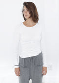 White Fitted Long-Sleeve Tee - sample outfit photograph