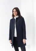 Navy Collarless Long Jacket - sample outfit photograph