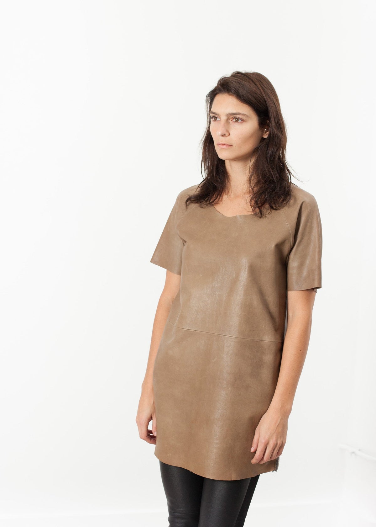 Tan Short-Sleeve Tunic - sample outfit photograph