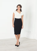 Cream and Black Asymmetric Dress - sample outfit photograph