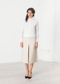 Cream Pleated Midi Skirt - sample outfit photograph