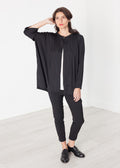 Black Asymmetric Draped Cardigan - sample outfit photograph
