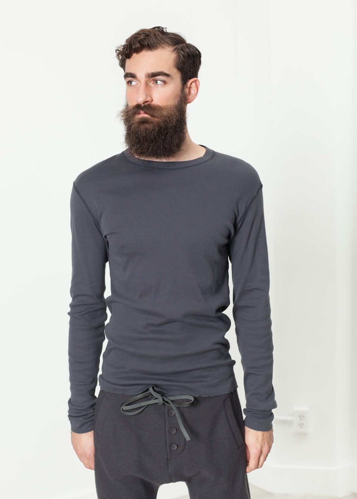 Slate Long-Sleeve Crew-Neck Top - sample outfit photograph