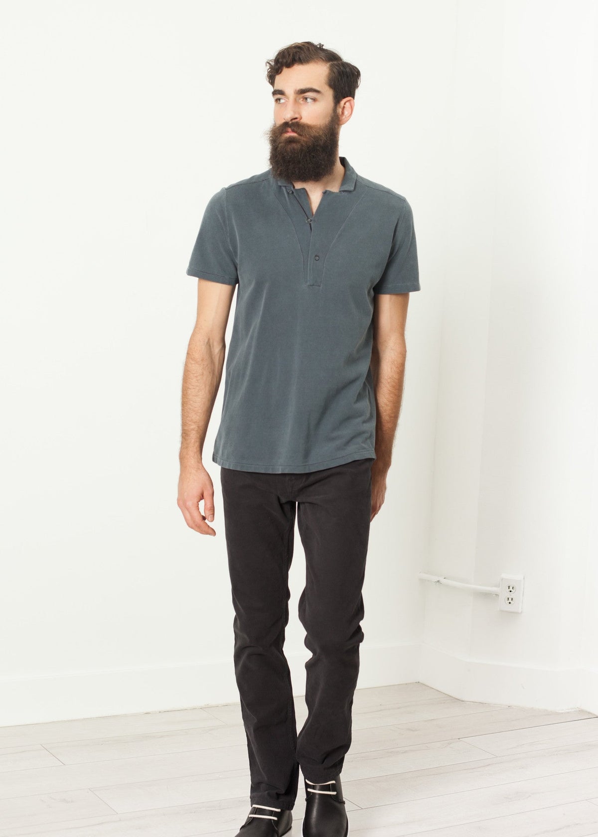 Slate Short-Sleeve Polo Shirt - sample outfit photograph