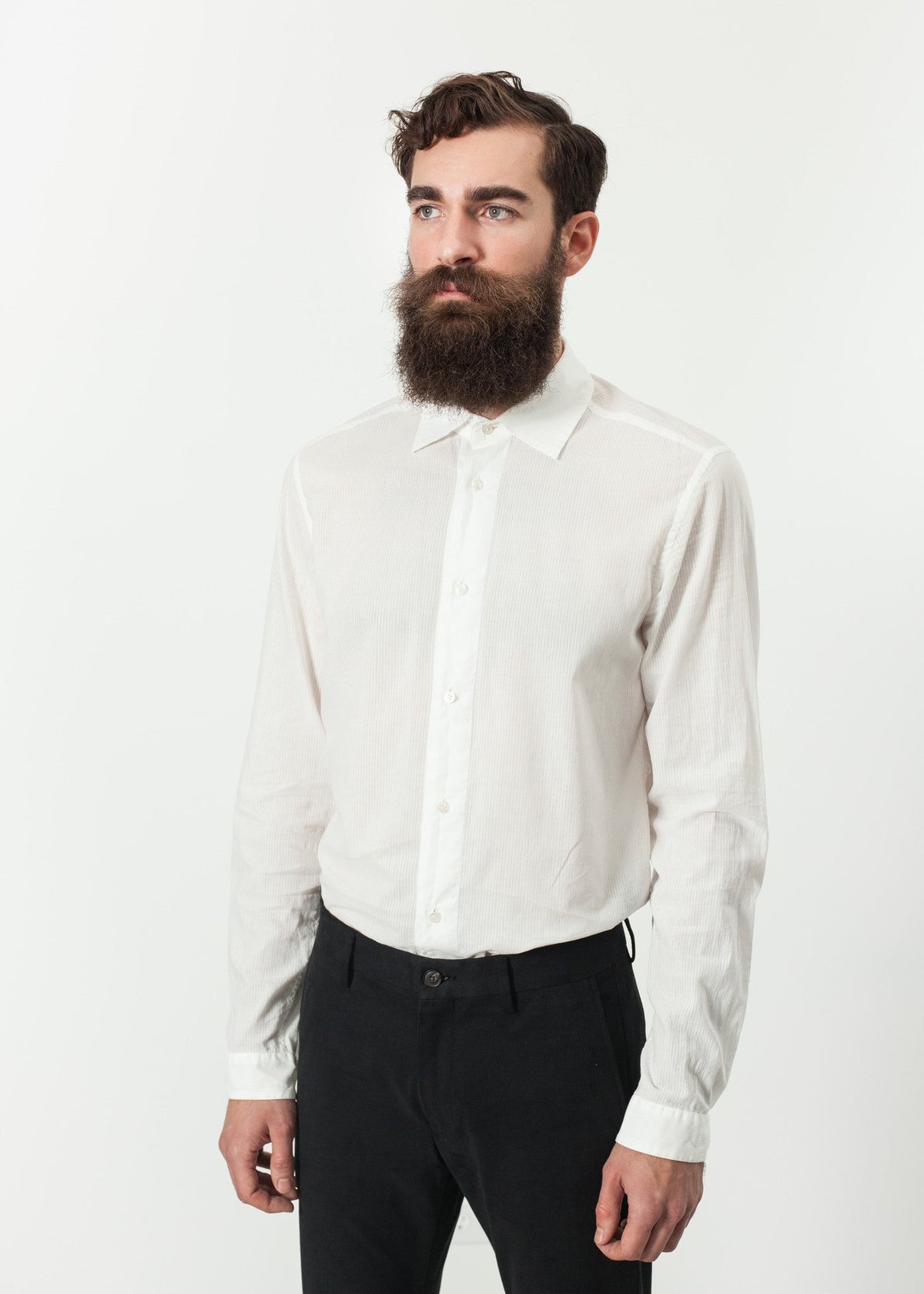 White Classic Button-Up Shirt - sample outfit photograph